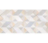 Декоративная плитка Alma Ceramica DWU09RVL014 Rivoli 50x24.9 серая / кремовая глянцевая под камень / с орнаментом