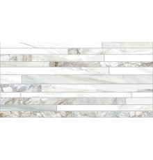 Настенная плитка Alma Ceramica TWU09MRC017 Mercury 50x24.9 белая / серая глянцевая рельефная под полосы