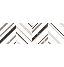Настенная плитка Delacora WT15BHM55R Bohema 24.6x74 черно-белая глянцевая под мрамор / орнамент
