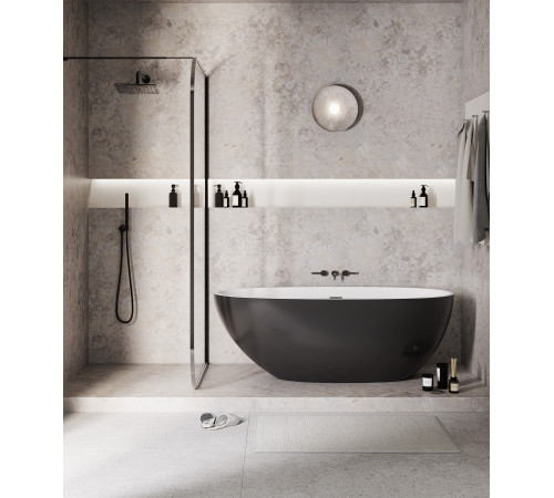 Ванна отдельностоящая Grossman Fly GR-1104MB (170х75х58) цвет черный/белый матовый