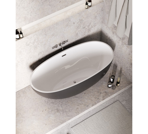 Ванна отдельностоящая Grossman Fly GR-1104MB (170х75х58) цвет черный/белый матовый