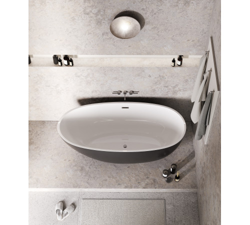 Ванна отдельностоящая Grossman Fly GR-1104MB (170х75х58) цвет черный/белый матовый