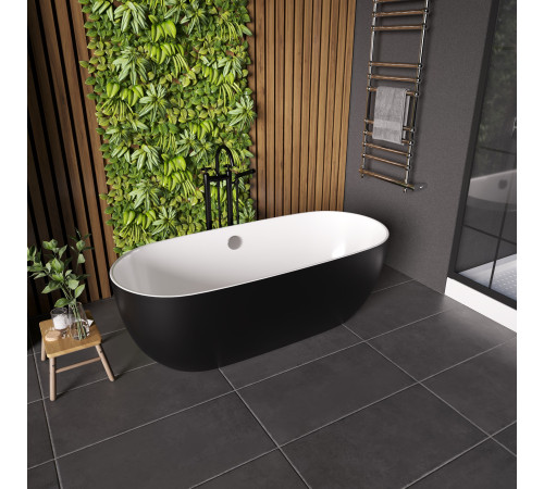 Ванна отдельностоящая Grossman Classic GR-2401MB (150х75х54) цвет черный/белый матовый