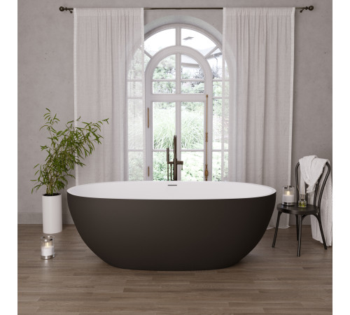 Ванна отдельностоящая Grossman Classic GR-2403MB (150х78х58) цвет черный/белый матовый