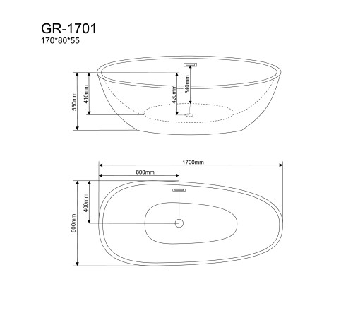 Ванна отдельностоящая Grossman Fly GR-1701 (170х80х55) цвет белый