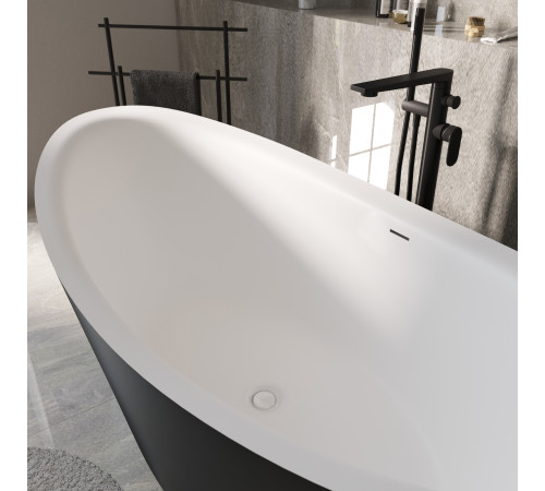 Ванна отдельностоящая Grossman Galaxy GR-1402MB (180х85х65) цвет черный/белый матовый