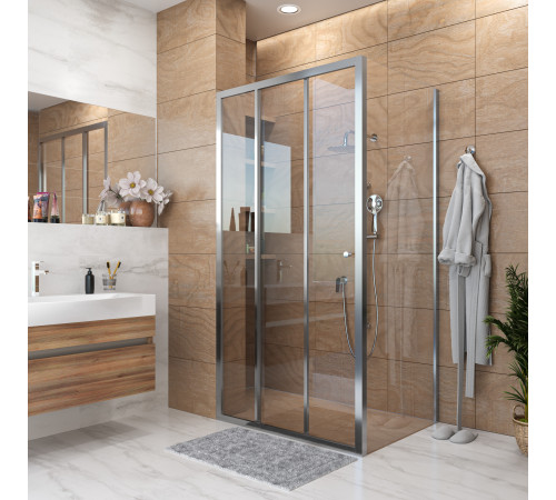 Боковая стенка Grossman Falcon GR-P90Fa (90х190) хром,стекло прозрачное