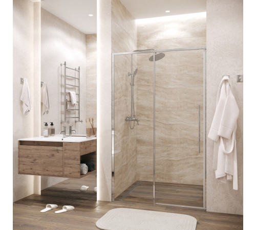 Дверь в нишу Grossman Galaxy 100.K33.01.140.10.00 (140х195) хром,стекло прозрачное,раздвижная