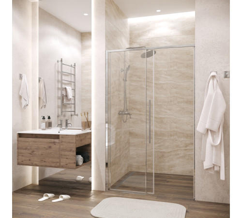 Дверь в нишу Grossman Galaxy 100.K33.01.140.10.00 (140х195) хром,стекло прозрачное,раздвижная