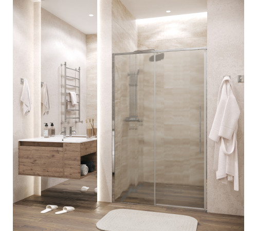 Дверь в нишу Grossman Galaxy 100.K33.01.130.10.02 (130х195) хром,стекло шиншилла,раздвижная