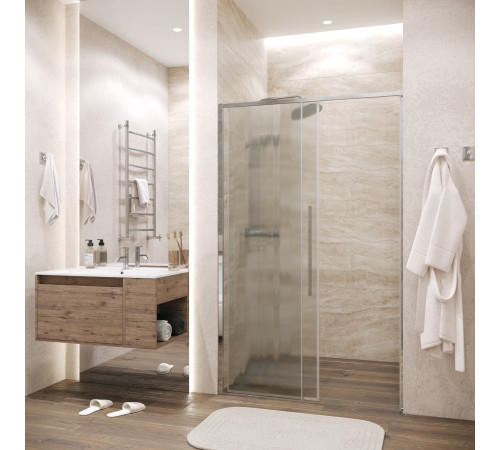 Дверь в нишу Grossman Galaxy 100.K33.01.130.10.02 (130х195) хром,стекло шиншилла,раздвижная