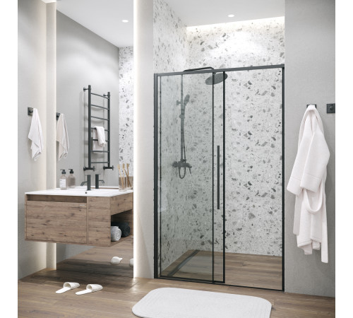 Дверь в нишу Grossman Galaxy 100.K33.01.130.21.00 (130х195) черный матовый,стекло прозрачное,раздвижная