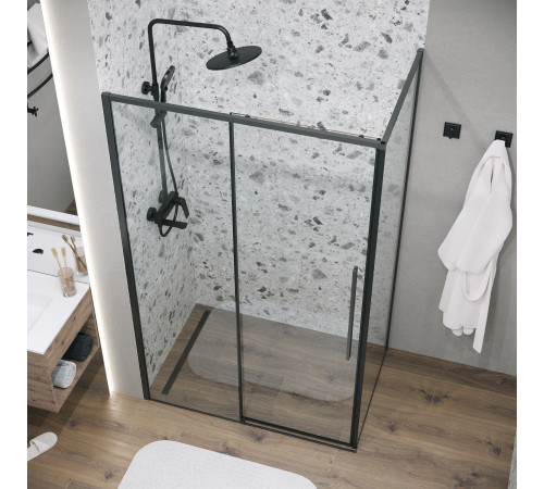 Боковая стенка Grossman Galaxy 200.K33.01.80.21.00 (80х195) черный матовый,стекло прозрачное