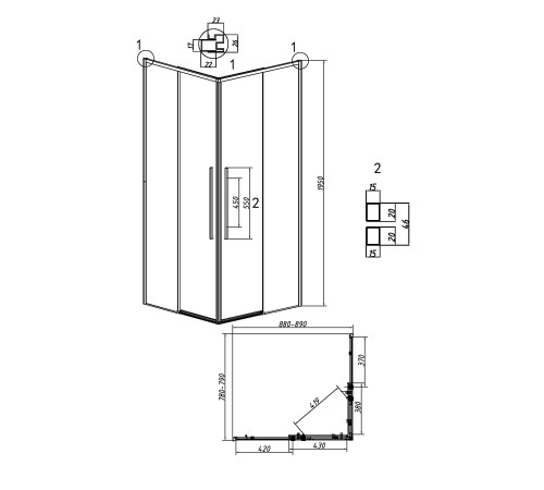 Душевое ограждение Grossman Galaxy 300.K33.01.9080.10.02 (90х80х195) прямоугольник,раздвижная,хром,стекло шиншилла