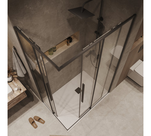 Душевое ограждение Grossman Galaxy 1/2.K33.01.12.21.00-1/2.K33.01.70.21.00 (120х70х195) раздвижная,черный матовый,стекло прозрачное