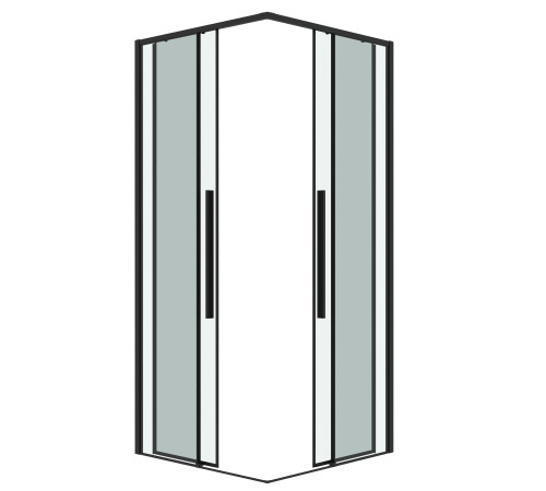 1/2 душевого ограждения Grossman Galaxy 1/2.K33.01.10.21.00 (100*195) черный матовый,стекло прозрачное