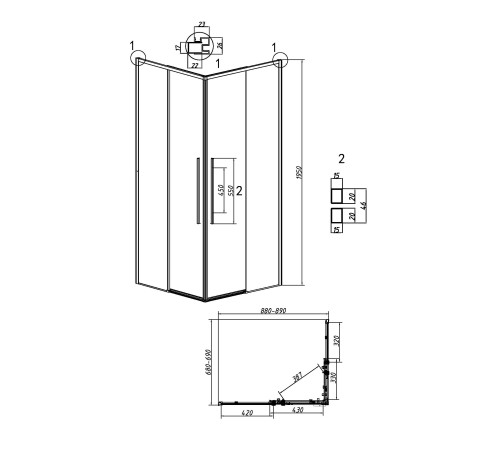 Душевое ограждение Grossman Galaxy 300.K33.01.9070.21.00 (90х70х195) прямоугольник,раздвижная,черный матовый,стекло прозрачное