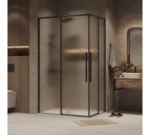 Душевое ограждение Grossman Galaxy 1/2.K33.01.70.21.02-1/2.K33.01.10L.21.02 (70х100х195) раздвижная,черный матовый,стекло шиншилла