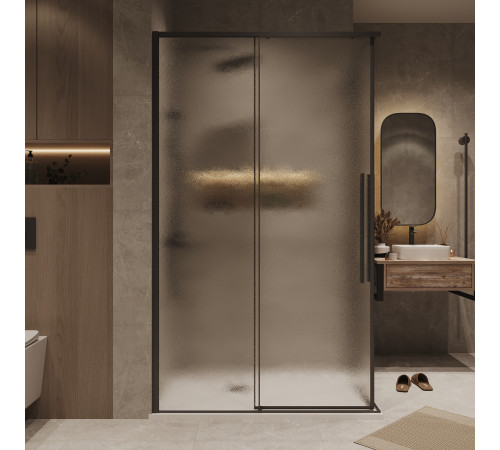 Душевое ограждение Grossman Galaxy 1/2.K33.01.70.21.02-1/2.K33.01.10L.21.02 (70х100х195) раздвижная,черный матовый,стекло шиншилла