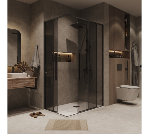 Душевое ограждение Grossman Galaxy 1/2.K33.01.12.21.10-1/2.K33.01.70.21.10 (120х70х195) раздвижная,черный матовый,стекло тонированное