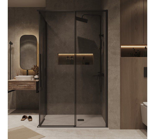 Душевое ограждение Grossman Galaxy 1/2.K33.01.12.21.10-1/2.K33.01.70.21.10 (120х70х195) раздвижная,черный матовый,стекло тонированное