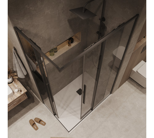 Душевое ограждение Grossman Galaxy 1/2.K33.01.12.21.10-1/2.K33.01.70.21.10 (120х70х195) раздвижная,черный матовый,стекло тонированное