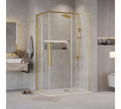 Душевое ограждение Grossman Galaxy 1/2.K33.01.80.32.00-1/2.K33.01.70.32.00 (80х70х195) раздвижная,золото сатин,стекло прозрачное