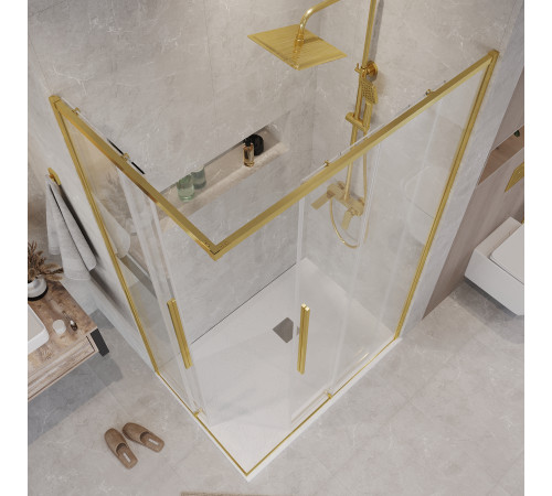 Душевое ограждение Grossman Galaxy 1/2.K33.01.80.32.00-1/2.K33.01.70.32.00 (80х70х195) раздвижная,золото сатин,стекло прозрачное