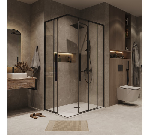 Душевое ограждение Grossman Galaxy 1/2.K33.01.12.42.00-1/2.K33.01.80.42.00 (120х80х195) раздвижная,графит сатин,стекло прозрачное