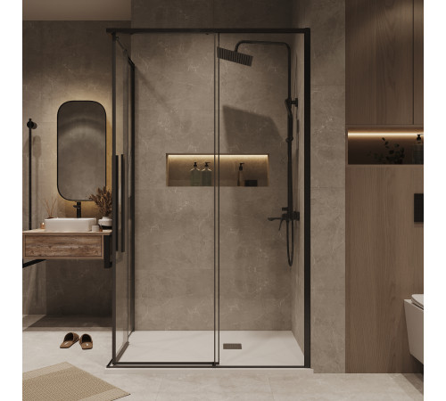 Душевое ограждение Grossman Galaxy 1/2.K33.01.12.42.00-1/2.K33.01.80.42.00 (120х80х195) раздвижная,графит сатин,стекло прозрачное