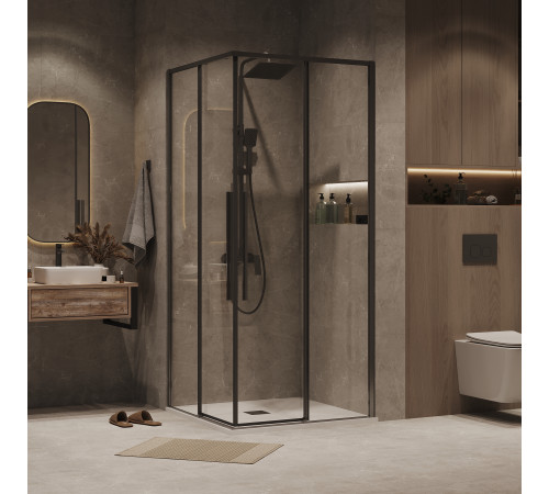 1/2 душевого ограждения Grossman Galaxy 1/2.K33.01.10.42.00 (100х195) графит сатин,стекло прозрачное