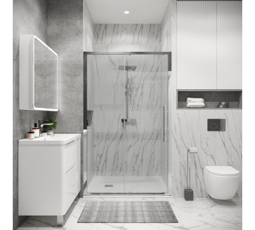 Дверь в нишу Grossman Cosmo 100.K33.02.130.10.00 (130х195) хром,стекло прозрачное,раздвижная