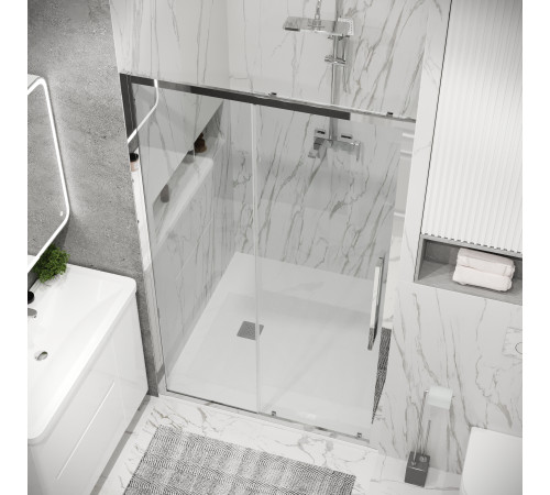 Дверь в нишу Grossman Cosmo 100.K33.02.130.10.00 (130х195) хром,стекло прозрачное,раздвижная