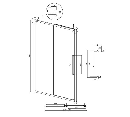 Дверь в нишу Grossman Cosmo 100.K33.02.130.10.02 (130х195) хром,стекло шиншилла,раздвижная