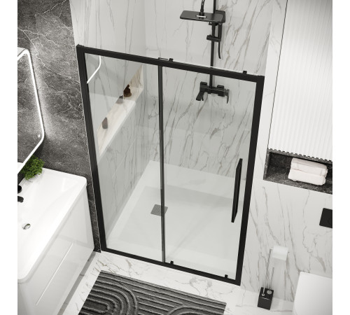 Дверь в нишу Grossman Cosmo 100.K33.02.100.21.00 (100х195) черный матовый,стекло прозрачное,раздвижная