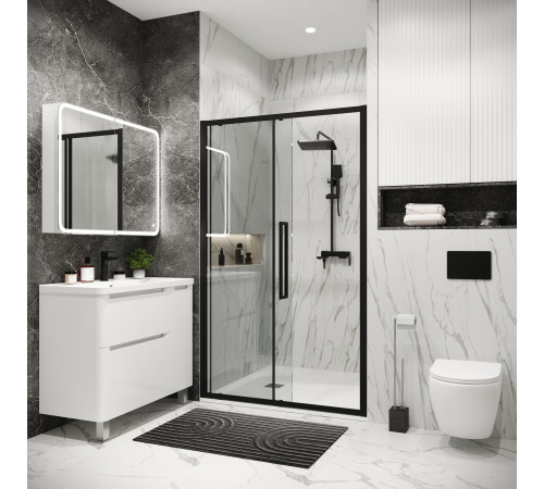 Дверь в нишу Grossman Cosmo 100.K33.02.100.21.00 (100х195) черный матовый,стекло прозрачное,раздвижная