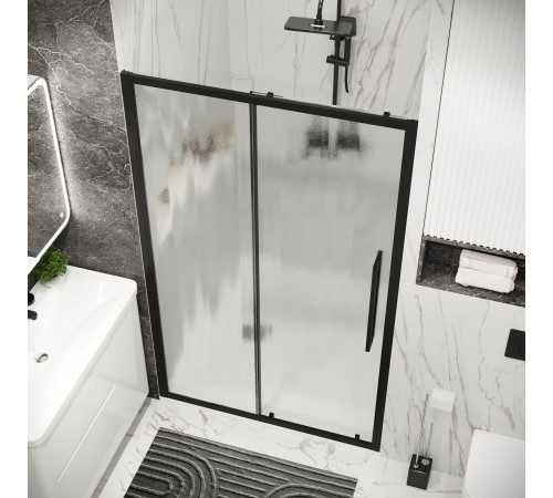 Дверь в нишу Grossman Cosmo 100.K33.02.120.21.02 (120х195) черный матовый,стекло шиншилла,раздвижная