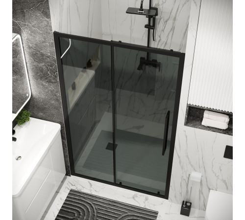 Дверь в нишу Grossman Cosmo 100.K33.02.130.21.10 (130х195) черный матовый,стекло тонированное,раздвижная