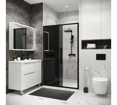 Дверь в нишу Grossman Cosmo 100.K33.02.130.21.10 (130х195) черный матовый,стекло тонированное,раздвижная