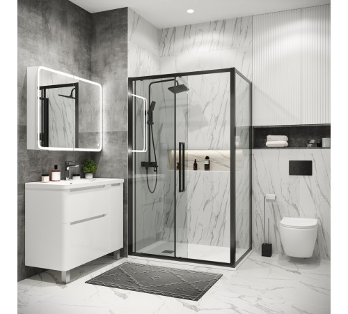 Боковая стенка Grossman Cosmo 200.K33.02.90.42.00 (90х195) графит сатин,стекло прозрачное