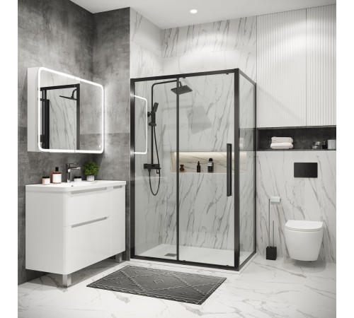 Боковая стенка Grossman Cosmo 200.K33.02.90.42.00 (90х195) графит сатин,стекло прозрачное