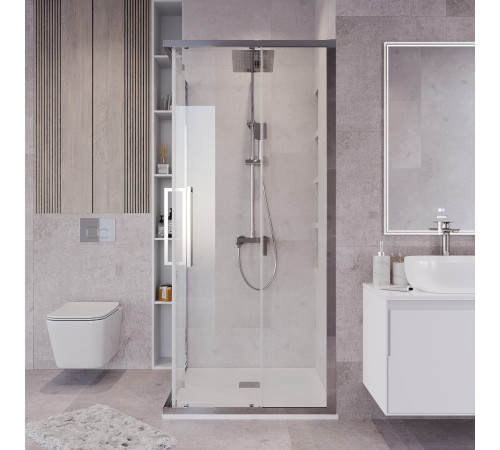 Душевое ограждение Grossman Cosmo 300.K33.02.9090.10.00 (90х90х195) квадрат,раздвижная,хром,стекло прозрачное