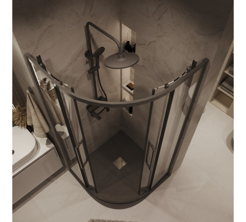 Душевое ограждение Grossman Cosmo 301.K33.02.9090.42.00 (90х90х195) четверть круга,раздвижная,графит сатин,стекло прозрачное