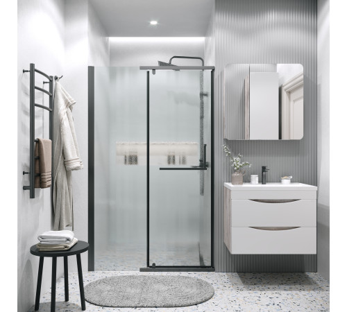 Дверь в нишу Grossman Pragma 100.K33.03.100.21.02 (100х195) черный матовый,стекло шиншилла,распашная