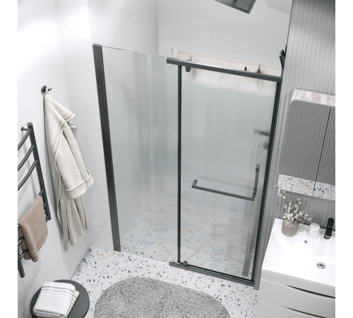 Дверь в нишу Grossman Pragma 100.K33.03.100.21.02 (100х195) черный матовый,стекло шиншилла,распашная