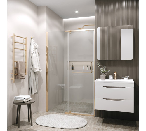 Дверь в нишу Grossman Pragma 100.K33.03.100.32.00 (100х195) золото сатин,стекло прозрачное,распашная