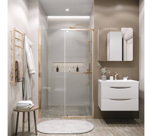 Дверь в нишу Grossman Pragma 100.K33.03.100.32.00 (100х195) золото сатин,стекло прозрачное,распашная