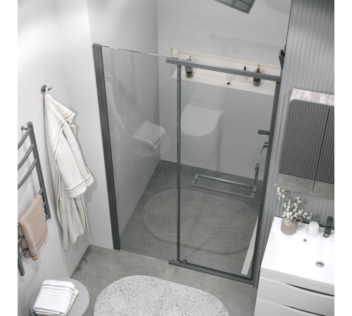 Дверь в нишу Grossman Pragma 100.K33.03.110.42.00 (110х195) графит сатин,стекло прозрачное,распашная