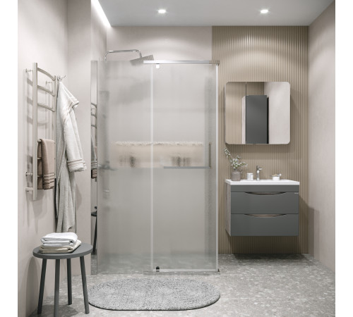 Боковая стенка Grossman Pragma 200.K33.03.100.10.02 (100х195) хром,стекло шиншилла