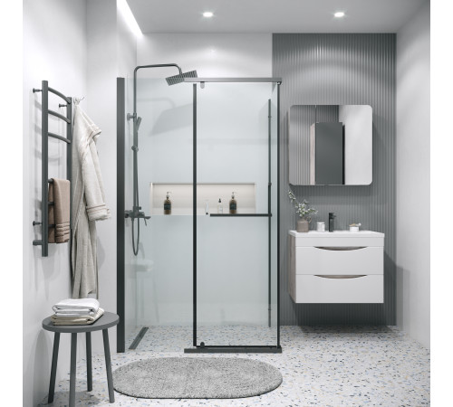 Душевое ограждение Grossman Pragma 100.K33.03.120.21.00-200.K33.03.80.21.00 (120х80х195) распашная,черный матовый,стекло прозрачное